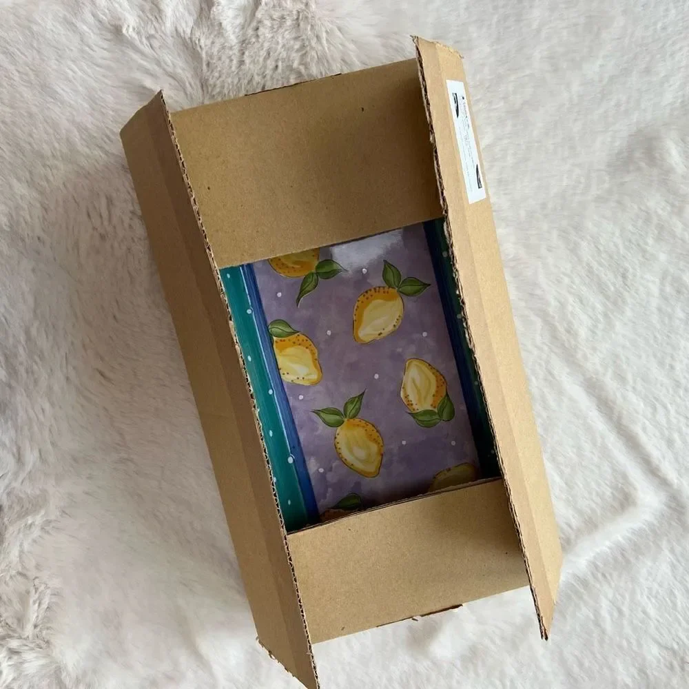 NEW Essex Collection Ceramic Rectangular Serving Tray Fruit Punch Lemon Design